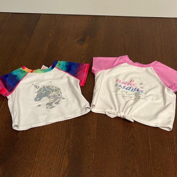 2 Girls Cat & Jack Rash guards Size Large 10/12 - Picture 1 of 5